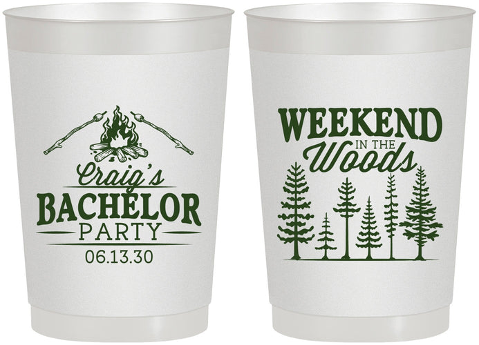 Personalized Bachelor Party 22 oz Frosted Cups - Camping | 40093