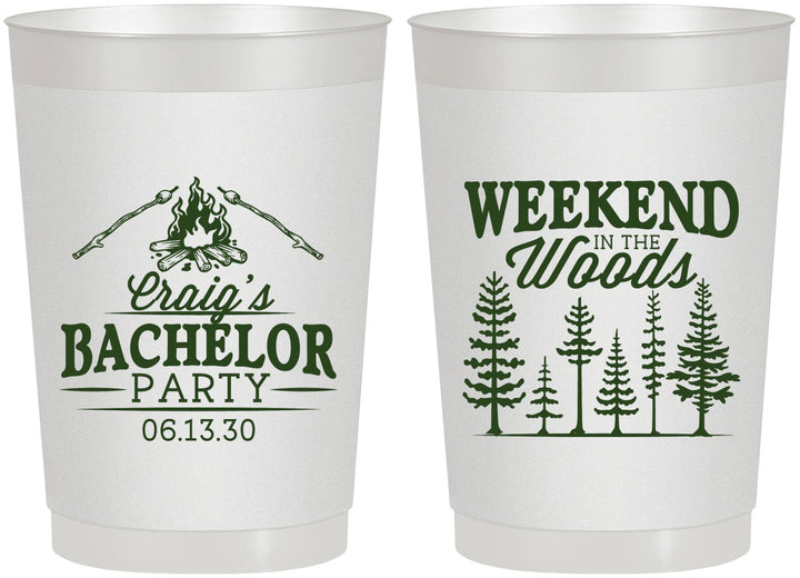 Personalized Bachelor Party 22 oz Frosted Cups - Camping | 40093