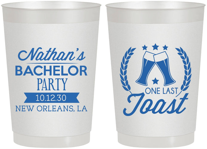 Personalized Bachelor Party 22 oz Frosted Cups - One Last Toast | 40095