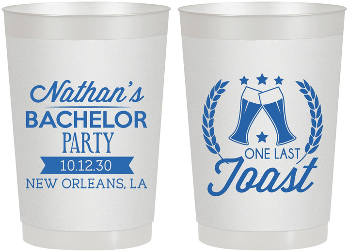 Personalized Bachelor Party 22 oz Frosted Cups - One Last Toast | 40095
