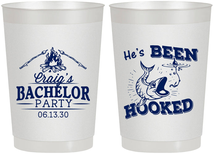Personalized Bachelor Party 22 oz Frosted Cups - Fishing Hooked | 40096