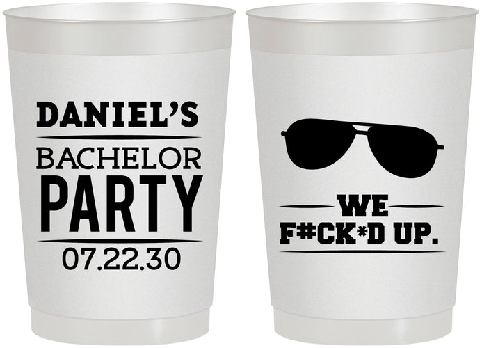 Personalized Bachelor Party 22 oz Frosted Cups - We Fucked Up | 40099