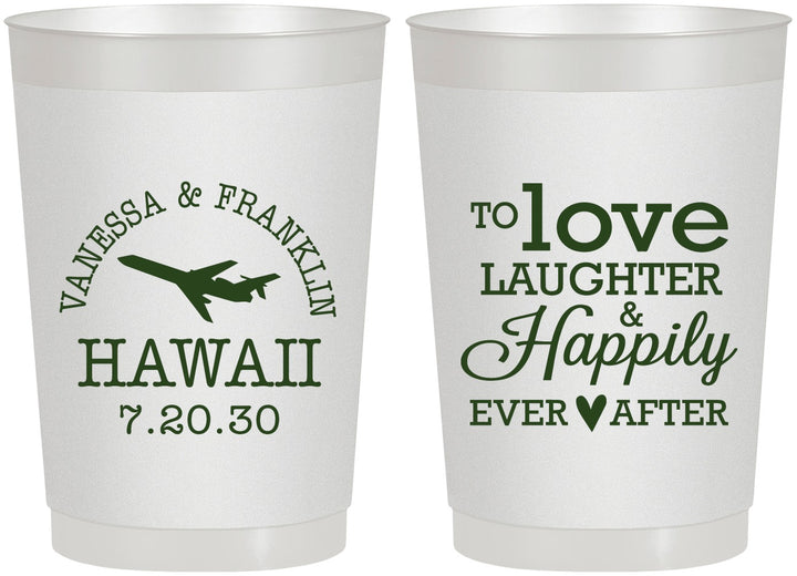 Personalized Wedding 22 oz Frosted Cups - Love Laughter Happily | 404