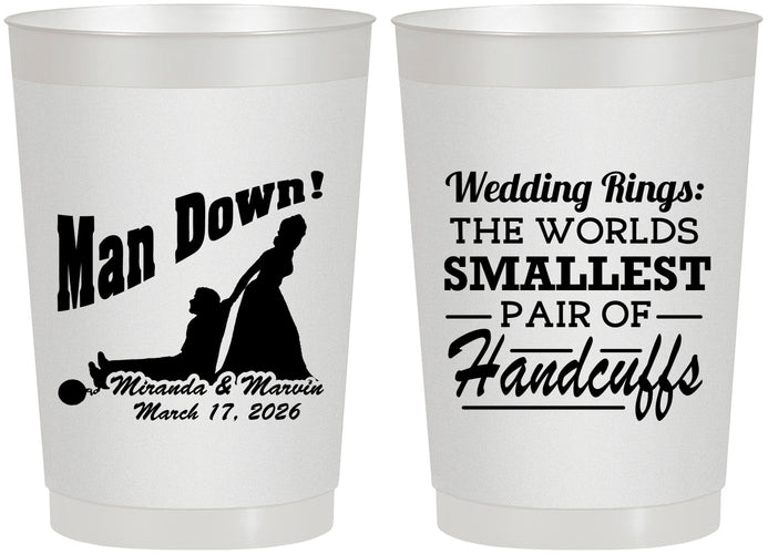 Personalized Wedding 22 oz Frosted Cups - Man Down | 407
