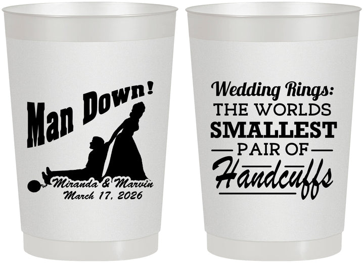 Personalized Wedding 22 oz Frosted Cups - Man Down | 407