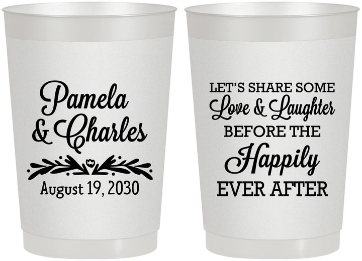 Personalized Wedding 22 oz Frosted Cups - Love Laughter Happily | 409