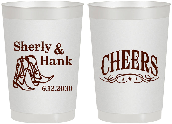 Personalized Wedding 22 oz Frosted Cups - Cheers Cowboy | 411