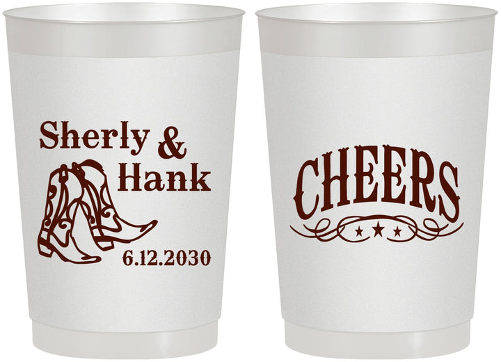 Personalized Wedding 22 oz Frosted Cups - Cheers Cowboy | 411