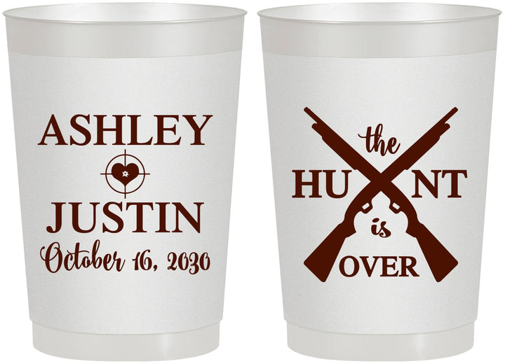 Personalized Wedding 22 oz Frosted Cups - The Hunt Is Over | 412