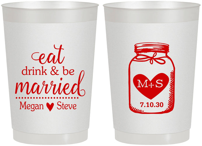 Personalized Wedding 22 oz Frosted Cups - Mason Jar | 415