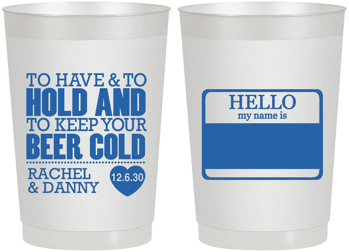 Personalized Wedding 22 oz Frosted Cups - Hello My Name Is | 418