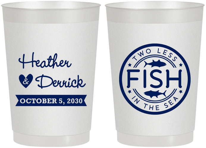 Personalized Wedding 22 oz Frosted Cups - Two Less Fish In The Sea | 420