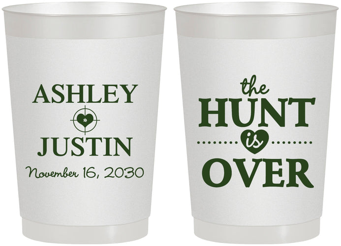 Personalized Wedding 22 oz Frosted Cups - The Hunt Is Over | 422