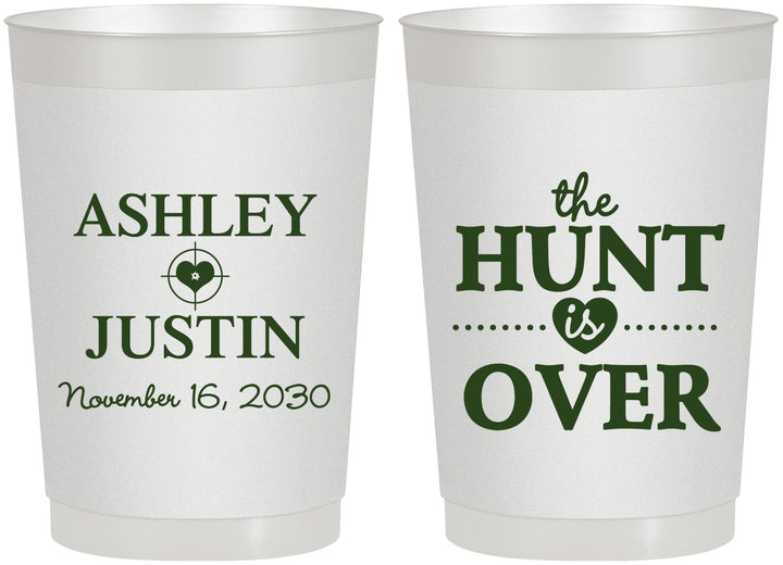 Personalized Wedding 22 oz Frosted Cups - The Hunt Is Over | 422