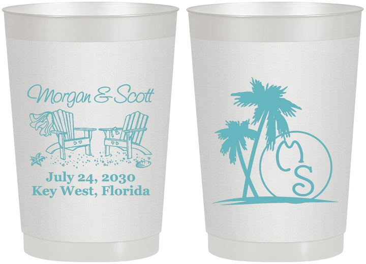 Personalized Wedding 22 oz Frosted Cups - Beach | 423
