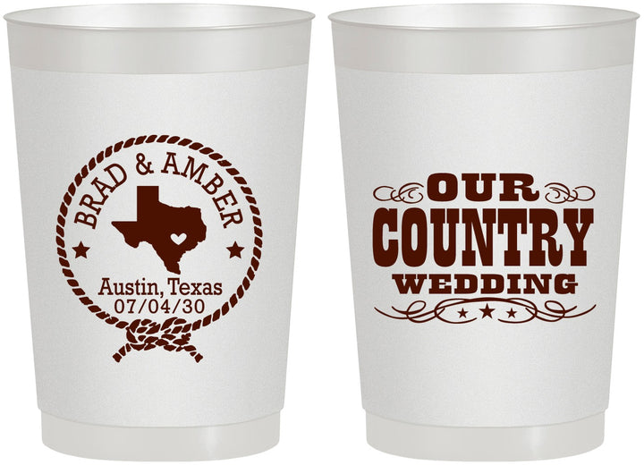 Personalized Wedding 22 oz Frosted Cups - Country Texas | 424