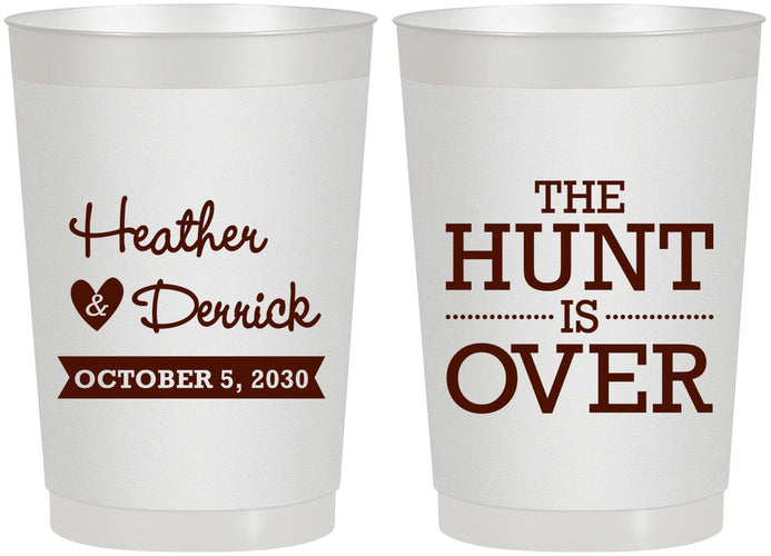 Personalized Wedding 22 oz Frosted Cups - The Hunt Is Over | 427