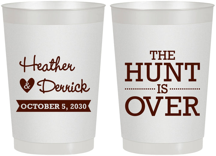 Personalized Wedding 22 oz Frosted Cups - The Hunt Is Over | 427