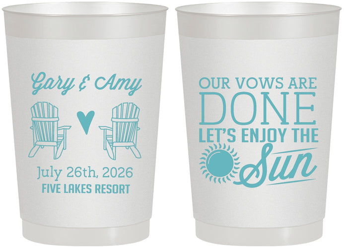 Personalized Wedding 22 oz Frosted Cups - Vows Are Done Enjoy Sun | 428