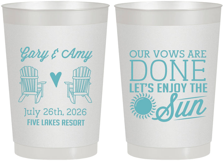 Personalized Wedding 22 oz Frosted Cups - Vows Are Done Enjoy Sun | 428
