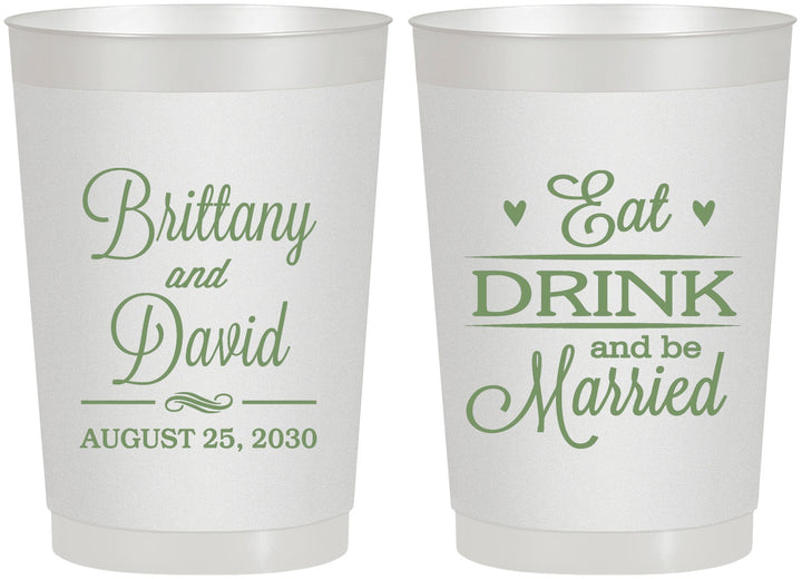 Personalized Wedding 22 oz Frosted Cups - Eat Drink Be Married | 430