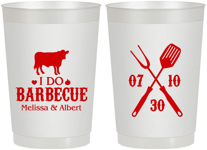 Personalized Wedding 22 oz Frosted Cups - I Do Barbecue Bbq | 433