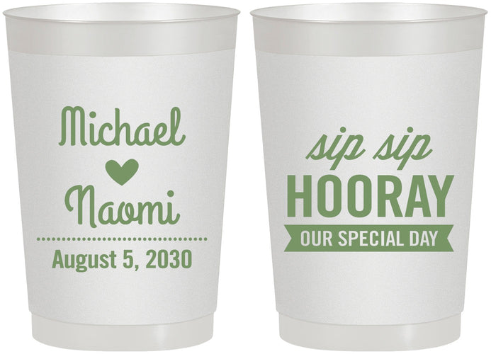 Personalized Wedding 22 oz Frosted Cups - Sip Sip Hooray | 437
