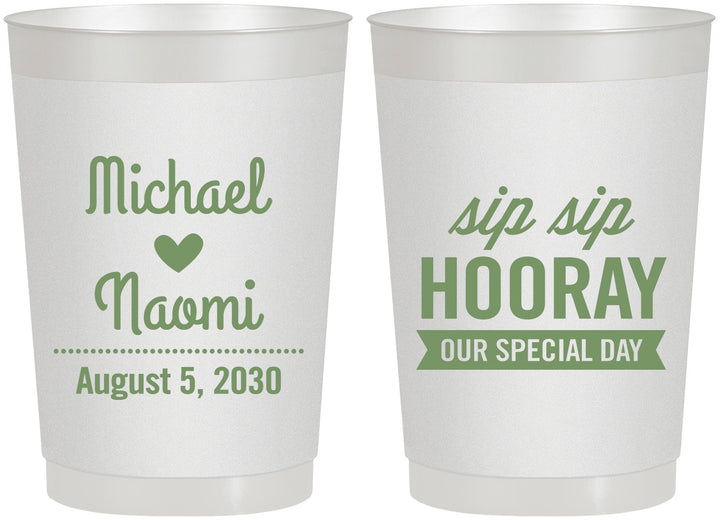 Personalized Wedding 22 oz Frosted Cups - Sip Sip Hooray | 437