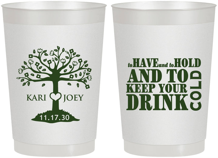 Personalized Wedding 22 oz Frosted Cups - To Have And To Hold | 438