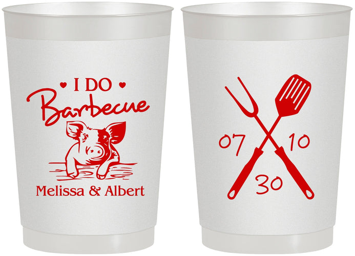 Personalized Wedding 22 oz Frosted Cups - I Do Barbecue Bbq | 446