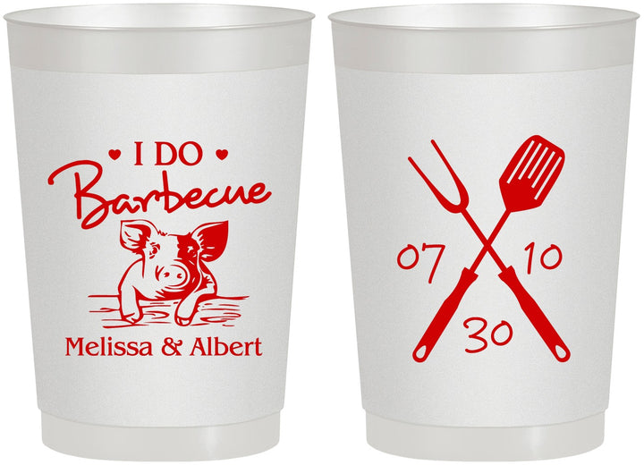 Personalized Wedding 22 oz Frosted Cups - I Do Barbecue Bbq | 446