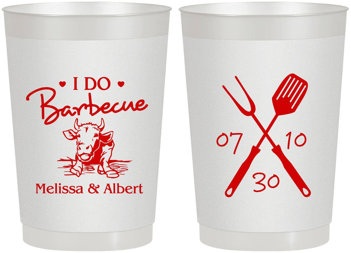 Personalized Wedding 22 oz Frosted Cups - I Do Barbecue Bbq | 447