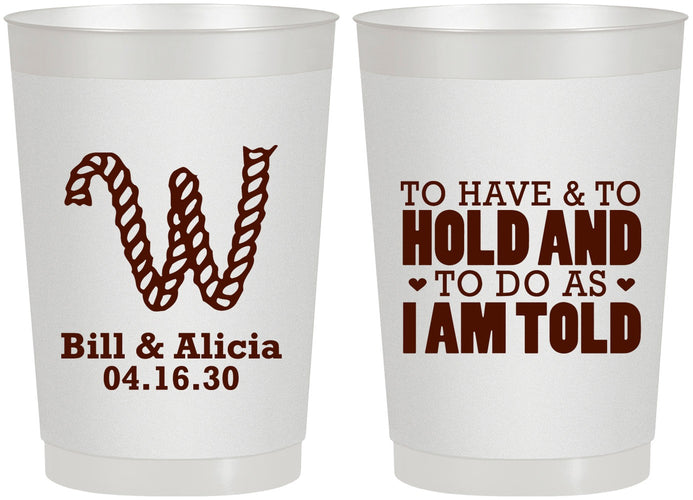 Personalized Wedding 22 oz Frosted Cups - To Have And To Hold | 449