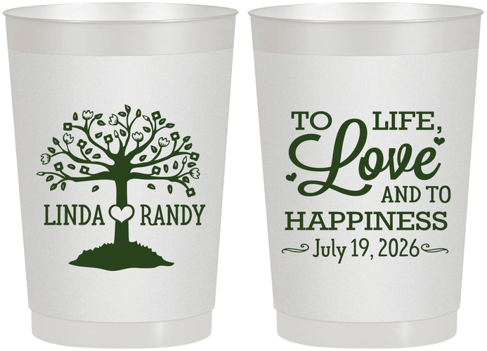 Personalized Wedding 22 oz Frosted Cups - Love And Happiness | 451