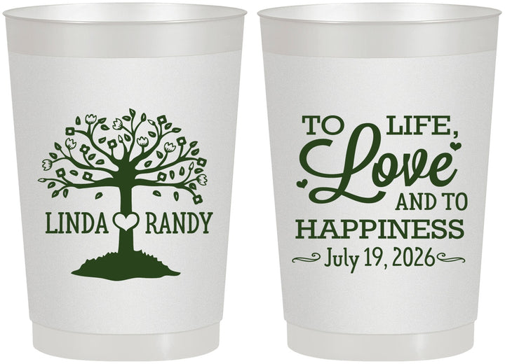 Personalized Wedding 22 oz Frosted Cups - Love And Happiness | 451