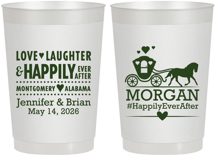 Personalized Wedding 22 oz Frosted Cups - Happily Ever After | 452
