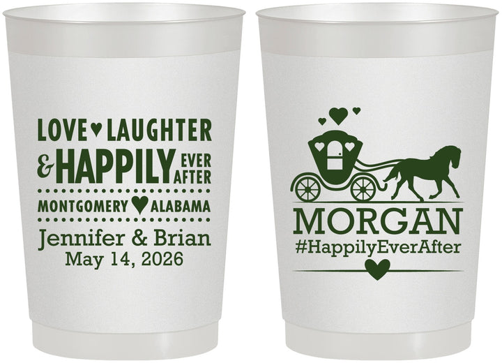 Personalized Wedding 22 oz Frosted Cups - Happily Ever After | 452