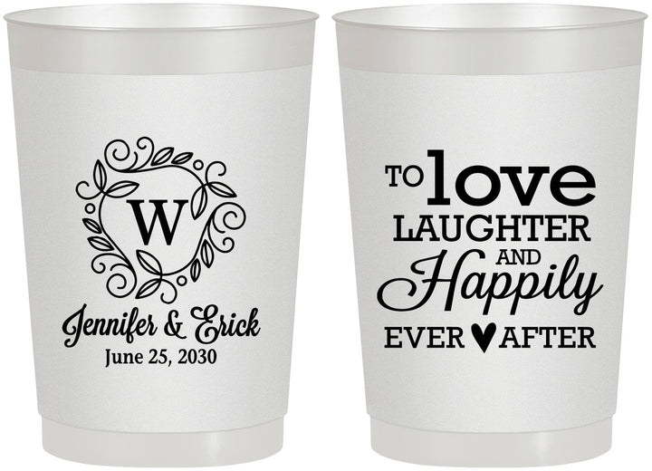 Personalized Wedding 22 oz Frosted Cups - Love Laughter Happily | 461