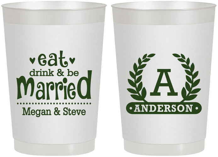Personalized Wedding 22 oz Frosted Cups - Monogram | 464