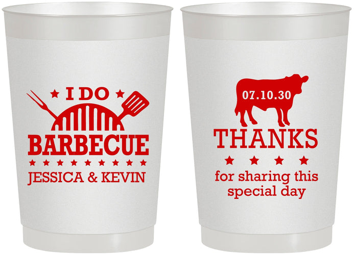Personalized Wedding 22 oz Frosted Cups - I Do Barbecue Bbq | 468