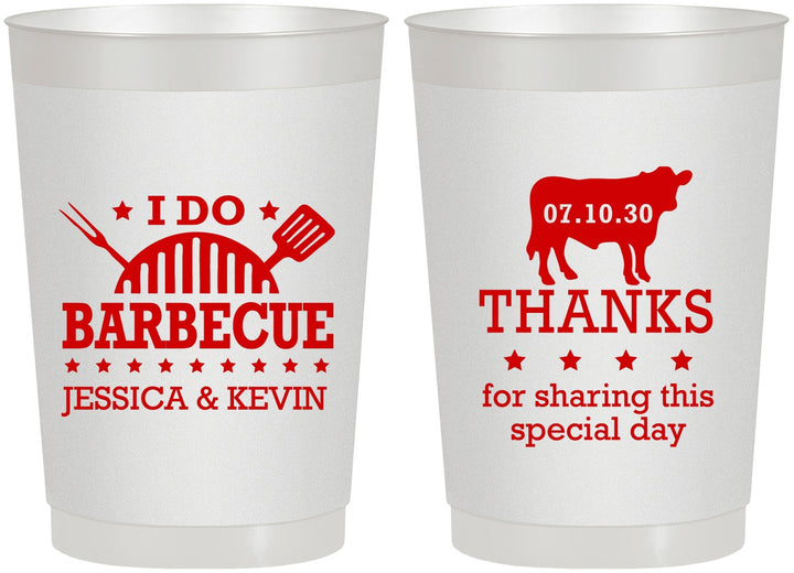Personalized Wedding 22 oz Frosted Cups - I Do Barbecue Bbq | 468