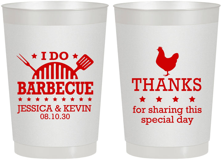 Personalized Wedding 22 oz Frosted Cups - I Do Barbecue Bbq | 469