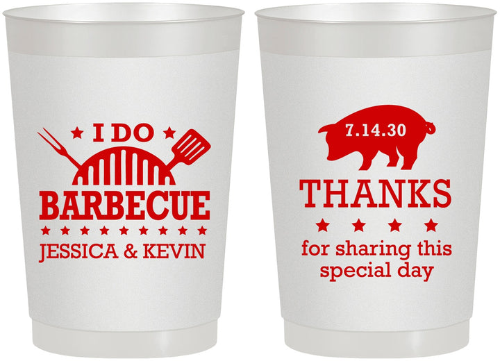 Personalized Wedding 22 oz Frosted Cups - I Do Barbecue Bbq | 470