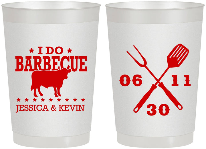 Personalized Wedding 22 oz Frosted Cups - I Do Barbecue Bbq | 471