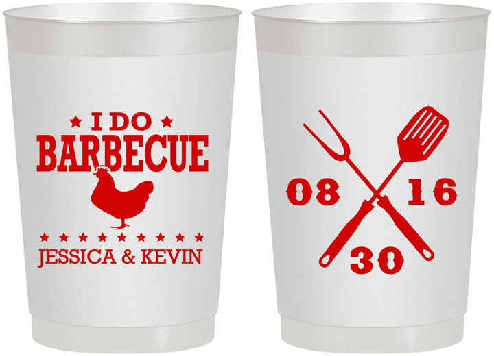 Personalized Wedding 22 oz Frosted Cups - I Do Barbecue Bbq | 472