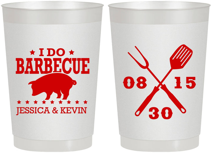 Personalized Wedding 22 oz Frosted Cups - I Do Barbecue Bbq | 473