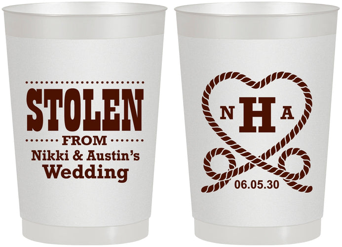Personalized Wedding 22 oz Frosted Cups - Stolen Monogram | 474
