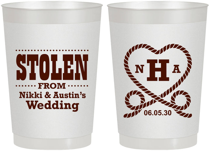 Personalized Wedding 22 oz Frosted Cups - Stolen Monogram | 474