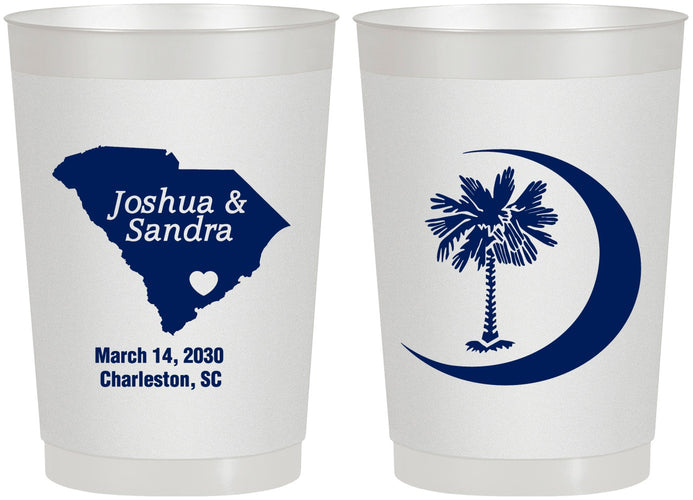 Personalized Wedding 22 oz Frosted Cups - Palmetto Tree | 475