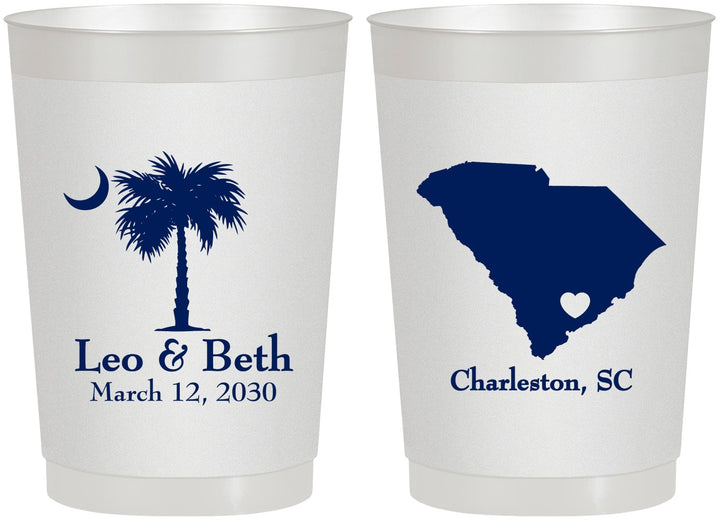 Personalized Wedding 22 oz Frosted Cups - Palmetto Tree | 476